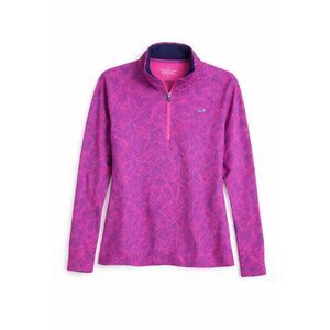 Vineyard Vines 1/4 Zip Pullover Performance Pink Purple Pattern Preppy Golf Wm’s